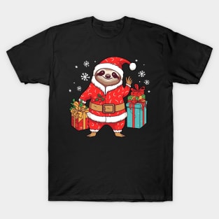 Funny Sloth Santa Claus Merry Christmas Xmas Sloth Lover T-Shirt